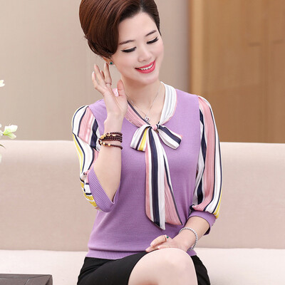 

Джейн Фокс 2017 новая мать загружена весна футболка среднего возраста женщин свитер рубашка фиолетовый XL