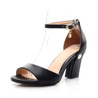 

WETKISS Big Size 34-43 Genuine Leather Fashion Buckle Strap High Heels Summer Women Sandals Retro All Match Casual Shoes Woman