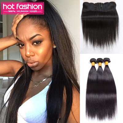 

Free Shipping Hot Fashion 3 Bundles Malaysian Straight Hair With Frontal Cheap Grade 8A Malaysian Virgin Hair With Frontal