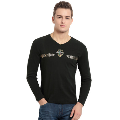 

Leiothrix xiangsiniao футболки мужские хлопок V-образным вырезом с длинными рукавами футболки печать простой и стильная рубашка C4 темно-синий 170 / 88A