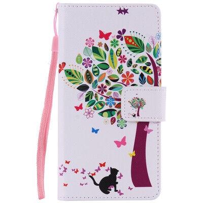 

Tree&Cat Design PU Leather Flip Cover Wallet Card Holder Case for SONY X Performance