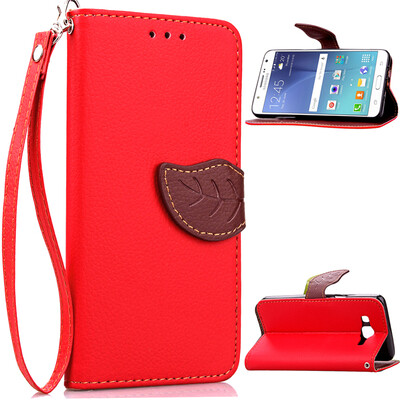 

Red Design PU Leather Flip Cover Wallet Card Holder Case for Samsung Galaxy J5