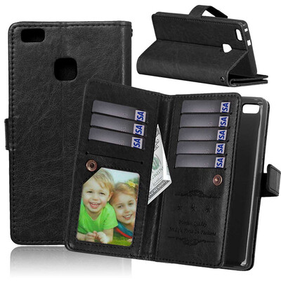 

Черная классическая флип-обложка с функцией подставки и слотом для кредитных карт для HUAWEI P9 Lite