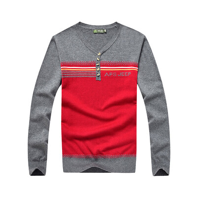 

Battlefield Jeep Knit Sweater Men's National Style Casual Slim V-Neck Lace 16001Z5002 Gray 3XL