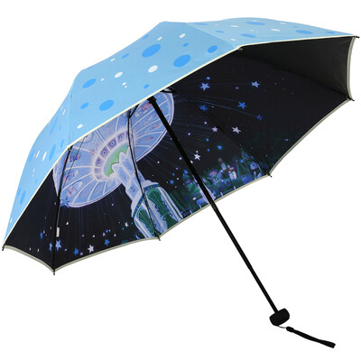 

Райский зонтик ударил черный пластик творческий полукруглый тройной солнечный зонт солнечный зонт 31814E озеро синий