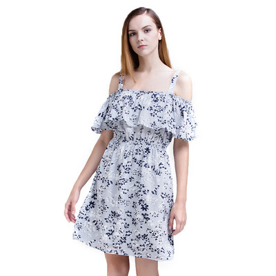 

UR Женская мода Print Drop Плечо Талия платья WG21R7AN2001 Светло-серый L