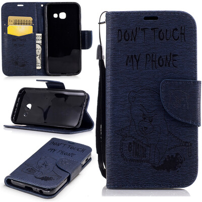 

Классическая флип-обложка с тиснением Deep Blue Bear с функцией подставки и слотом для кредитных карт для SAMSUNG Galaxy A3 2017/A320