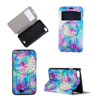 

Pink Dreamcatcher Design PU Leather Flip Cover Wallet Card Holder Case for Wiko Lenny