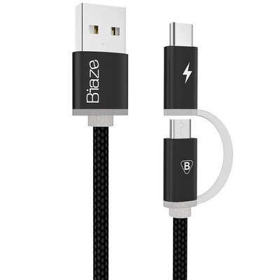 

BIAZE Micro / Type-c два-в-одном тканый кабель для передачи данных 1,2 м элегантный черный Эндрюс мобильный телефон зарядка линия поддержки Huawei P9 / музыка как 1S2 / просо 4C Эндрюс мобильный телефон K19