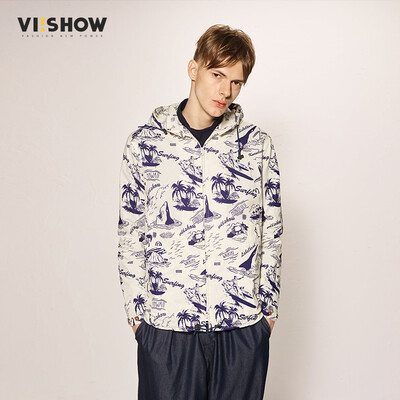 

Wei Xiu (viishow) jacket male printing hooded jacket youth fashion trend jacket male JC16141711 white printing L