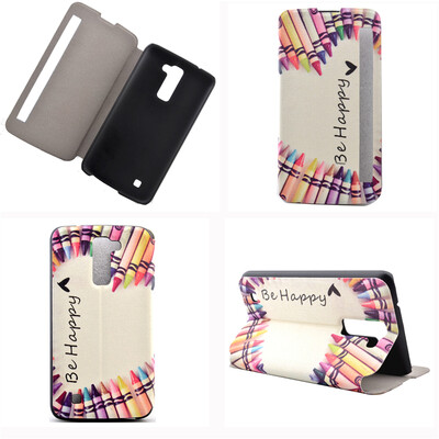 

Colorful Crayon Design PU Leather Flip Cover Wallet Card Holder Case for LG K10