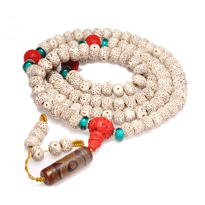 

Text play the world (wenwantianxia) lunar month high dense smooth white star Bodhi 108 men and women bracelet Buddha beads necklace agate Dzi 10 * 8mm