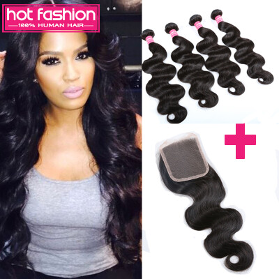 

Best Selling Unprocessed Virgin Peruvian 3 Bundles Body Wave Hair With Closure 8A Body Wave With Closure On Sale Free Shipping