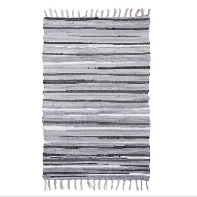 

Jiangnan leaf mats living room bedroom kitchen&toilet door mat mat weaving 50 80cm gray strip with anti-skid pad