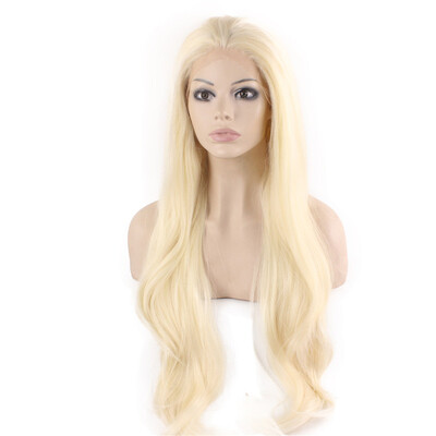 

Long Wavy Light Blond Heat Friendly Fiber Hair Lace Front Synthetic Wig