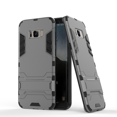 

Gray Slim Robot Armor Kickstand Shockproof Hard Rugged Rubber Back Case For SAMSUNG GALAXY S8