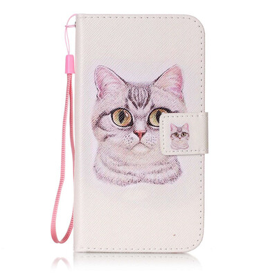 

Короткие волосы Cat Дизайн PU кожа флип Обложка Кошелек Карты Держатель чехол для LG K7/LG M1