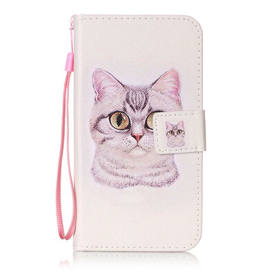 

Short Hair Cat Design PU Leather Flip Cover Wallet Card Holder Case for LG K10