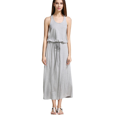 

Buenos Ninos Women's Sleeveless Racer Back Drawstring Waist Blouson Maxi Dress