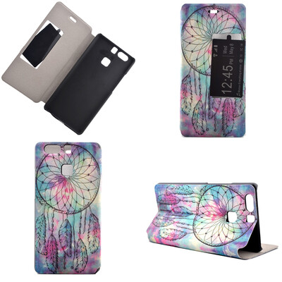 

Розовый Dreamcatcher Дизайн Кожа PU откидной крышки Кошелек для карты памяти чехол для Huawei P9