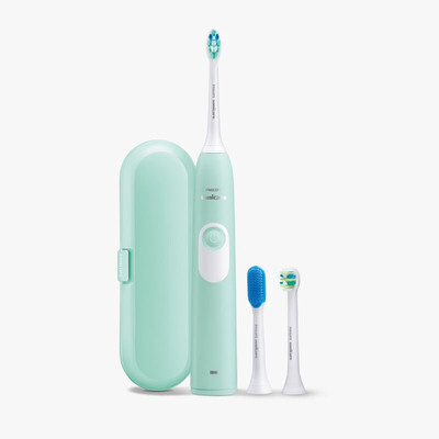 

Philips (PHILIPS) electric toothbrush HX6213 / 60 youth series sonic vibration toothbrush with teeth between the brush brush tongue brush (Yue moving green