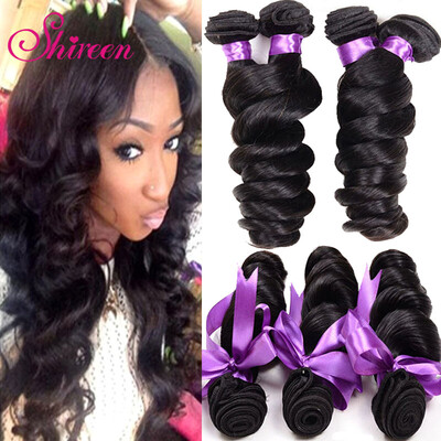 

7A Peruvian Loose Wave Virgin Hair 4PCS lot Peruvian Virgin Hair Loose Wave Human Hair Weaves Virgin Pervuain Hair Color 1B