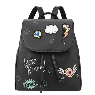 

Ха howru отлично высокой емкости мило Шнурок вышитый мешок плеча сумки тенденция простой дикий черный 6EL09005