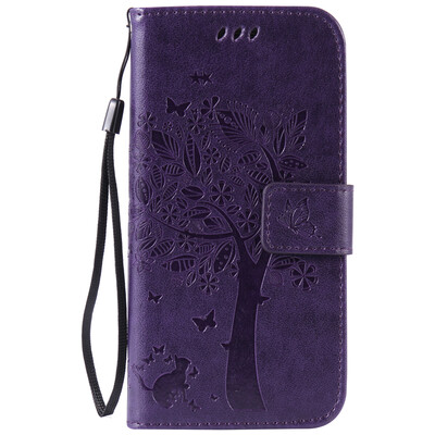 

Purple Tree Design PU Leather Flip Cover Wallet Card Holder Case for SAMSUNG S6
