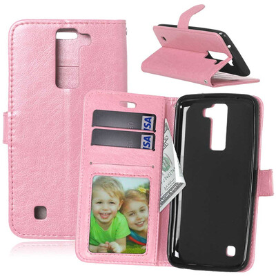 

Pink Style Classic Flip Cover with Stand Function and Credit Card Slot for LG K8