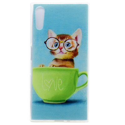 

Glasses cat Pattern Soft Thin TPU Rubber Silicone Gel Case Cover for Sony Xperia XZ