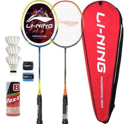 

Li Ning LI-NING Мужские и женские две комплекты A100 Полный желтый карбоновый бадминтон рэкет Пара Beat Двойной выстрел (резьба)