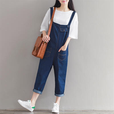 

City Plus CITYPLUS Literature Fan Sling Foot Casual Pull Down Pants One-piece Cowboy Belt Pants CWKN173355 Blue M