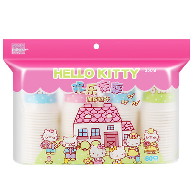 

Jingdong supermarket Yi Jie Hello Kitty cup thickened one-time paper cups 250ML80 only installed Y-9560