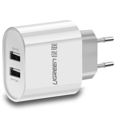 

Зеленый с ЕС зарядное устройство 5V2.4A / 1А Телефон зарядки головка многоходовой USB быстрой зарядки от адаптера питания поддержки 2а Apple, Эндрюс Samsung просо Huawei белая пластина 20384