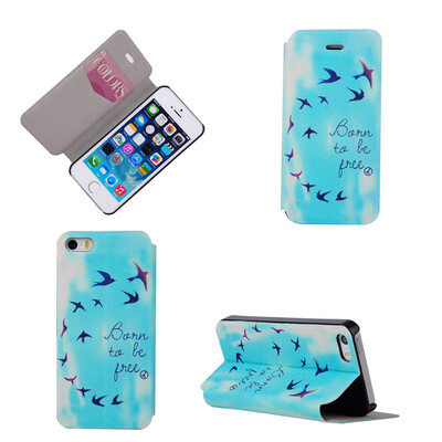 

Flying Birds Sky Design PU Leather Flip Cover Wallet Card Holder Case for iPhone 5