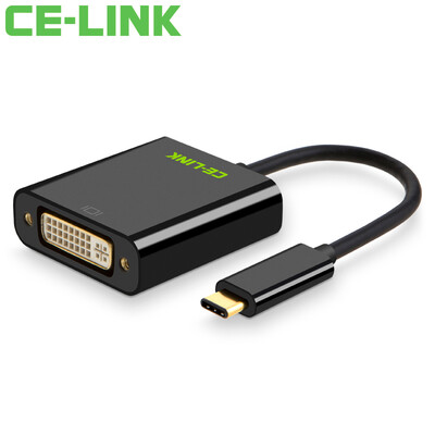 

CE-LINK 1666 Type-C to DVI Adapter USB31 USB-C to DVI Converter Connector Apple MacBook Connect HD TV Projector Black