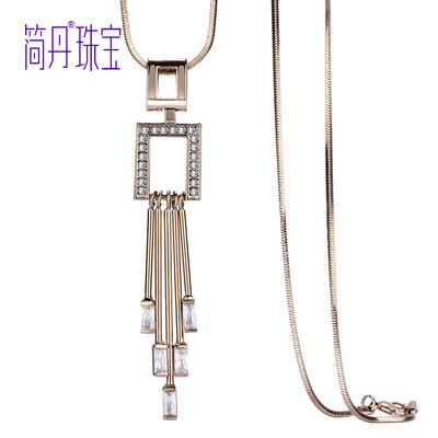 

Jane Dan JIANDAN sweater chain female long fashion wild necklace pendant autumn&winter accessories luxury black