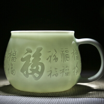 

Changnan Cup Jingdezhen ceramic tea with a lid of tea cups green tea cup blessing