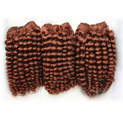 

Free Shipping Auburn Weave Hair 3pcs/lot Mix Length 100% Brazilian Virgin Remy Hair Auburn Curly Hair Extension Weft