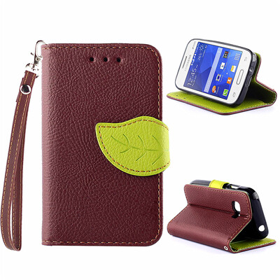 

Brown Design PU Leather Flip Cover Wallet Card Holder Case for Samsung Galaxy G310H