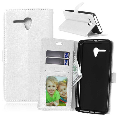 

White Style Classic Flip Cover with Stand Function and Credit Card Slot for Alcatel Pop 3 5.5