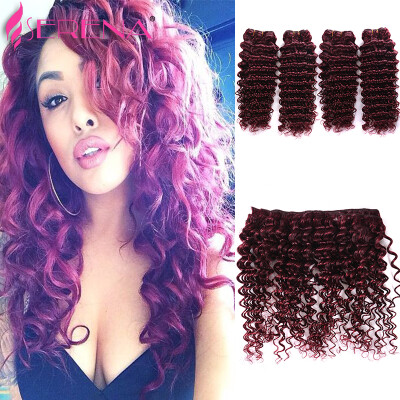 

Grade 7a Малайзийский красный 99j Глубокий Curly Virgin Hair Extension 4шт много красных бургундских глубоких курчавых волос для сексуальной моды