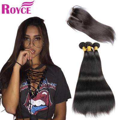 

Wholesale Peruvian Virgin Hair Straight3PCSwith Lace Closure Unprocessed Human Hair Straight Closure with Bundles Weave Extension