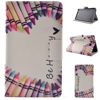 

Colorful Crayon Style Classic Flip Cover with Stand Function and Credit Card Slot for Samsung Galaxy Tab 4 T230