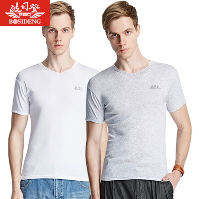 

BOSIDENG men&39s T-shirt BJN78045 cotton sweater men breathable bottoming shirt 2 pieces of multi-color equipment a gray one white