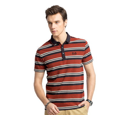 

Camel (CAMEL) men's summer short-sleeved lapel embroidered standard business casual micro-stripe T-shirt X7B224136 green XL