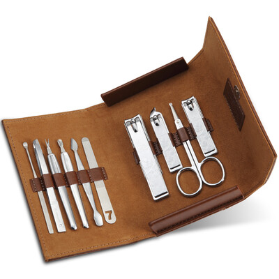 

【Jingdong Supermarket】 777 Nail Knife Set Nail Clamp Clamp Repair Beauty Set 10pcs NTS-6021 Brown (Import