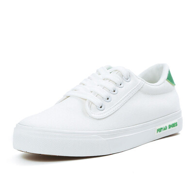 

Йью Уайт студентки дышащей обуви кружево обувь микрофибр женщина дикой классический холст обувь женщины L-681 White Green 38