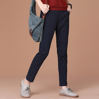 

CITYPLUS Arts Fan loose waist stretch loose Halon solid color wild casual pants CWKX172264 blue XL