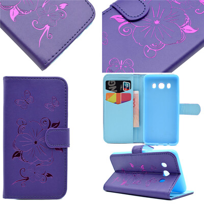 

Фиолетовый Горячий штемпелюя фольга Золотой дизайн PU кожа флип Обложка Кошелек Карты Держатель чехол для Samsung GALAXY J5(2016)/J5108